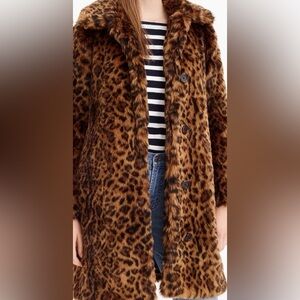Jcrew Collection Faux Fur Leopard Coat